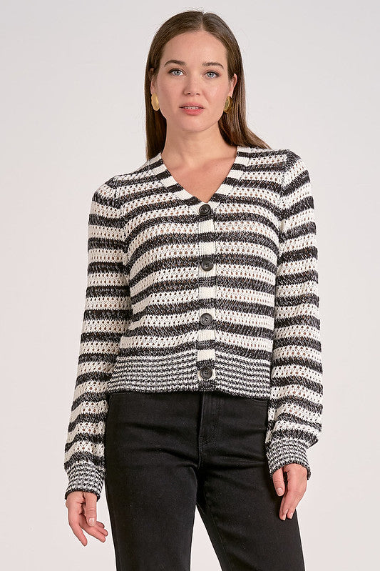 Elan V-Neck Button Up Sweater