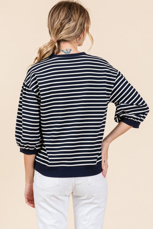 Embry 3/4 Sleeve Striped Top