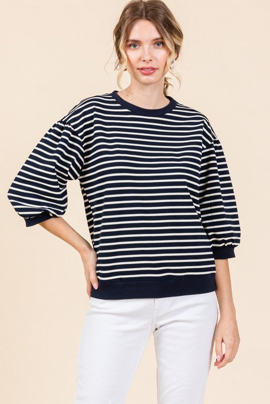 Embry 3/4 Sleeve Striped Top