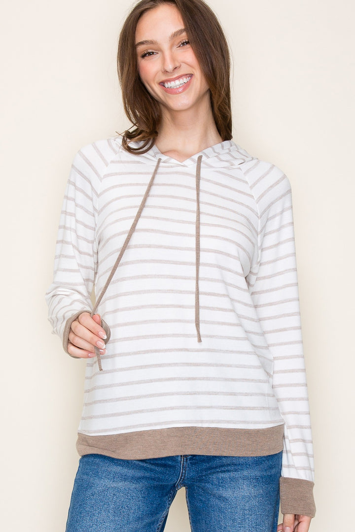 Etta Striped Hoodie - Taupe