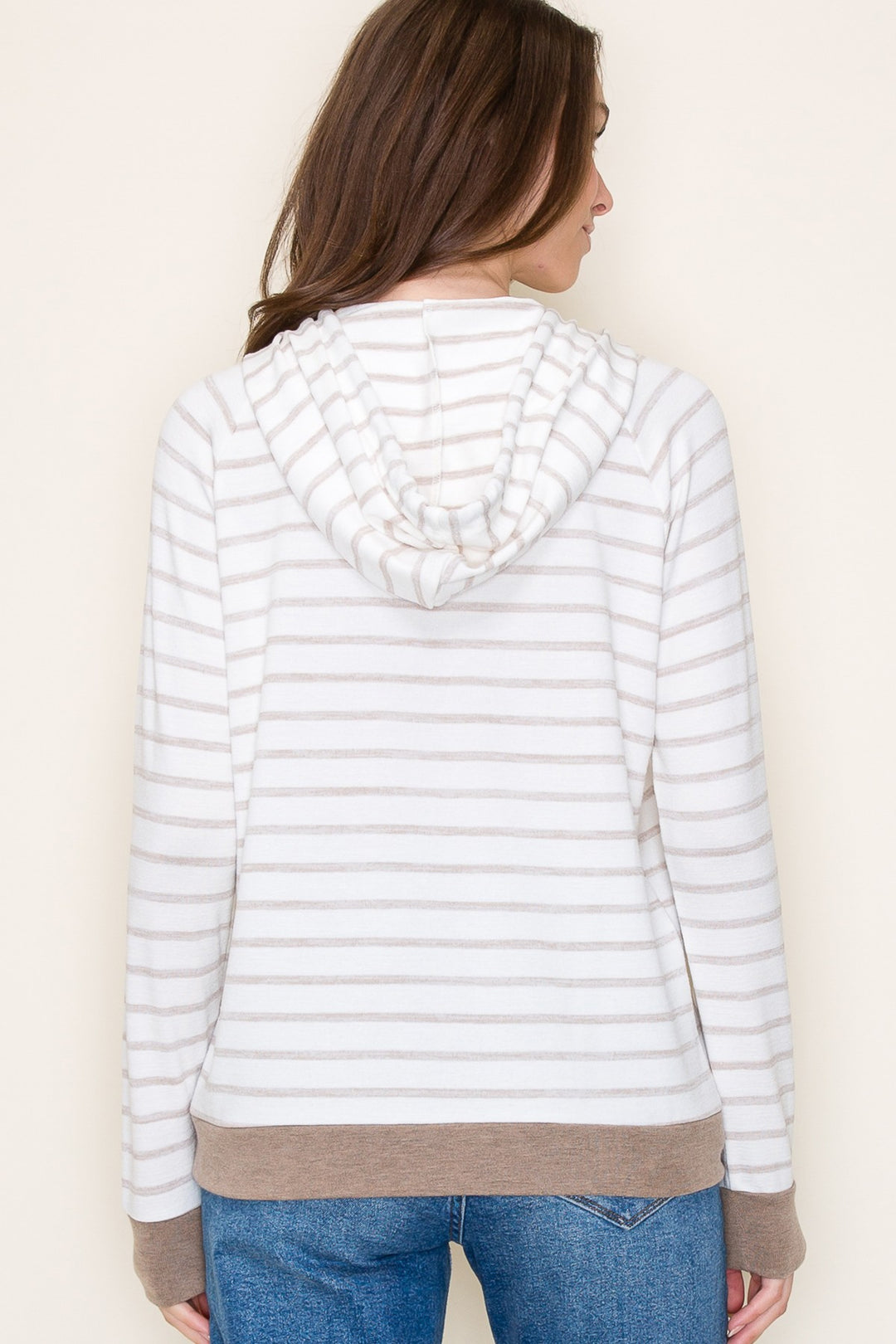 Etta Striped Hoodie - Taupe