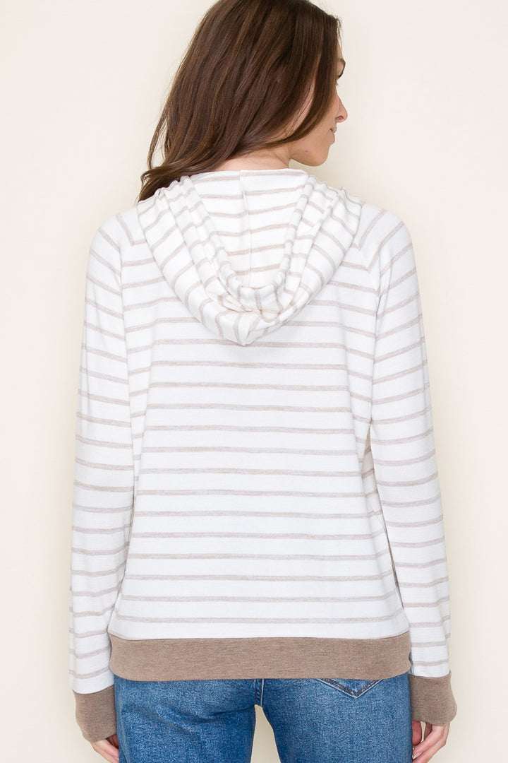 Etta Striped Hoodie - Taupe