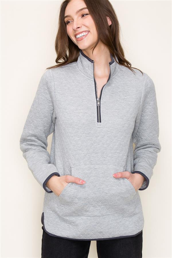 Karli Half Zip Pullover - Grey