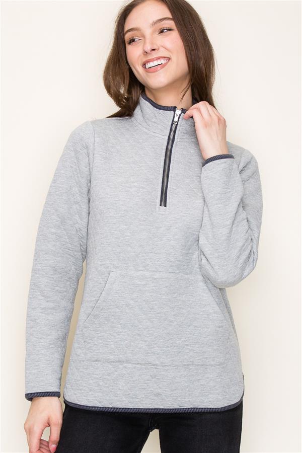 Karli Half Zip Pullover - Grey