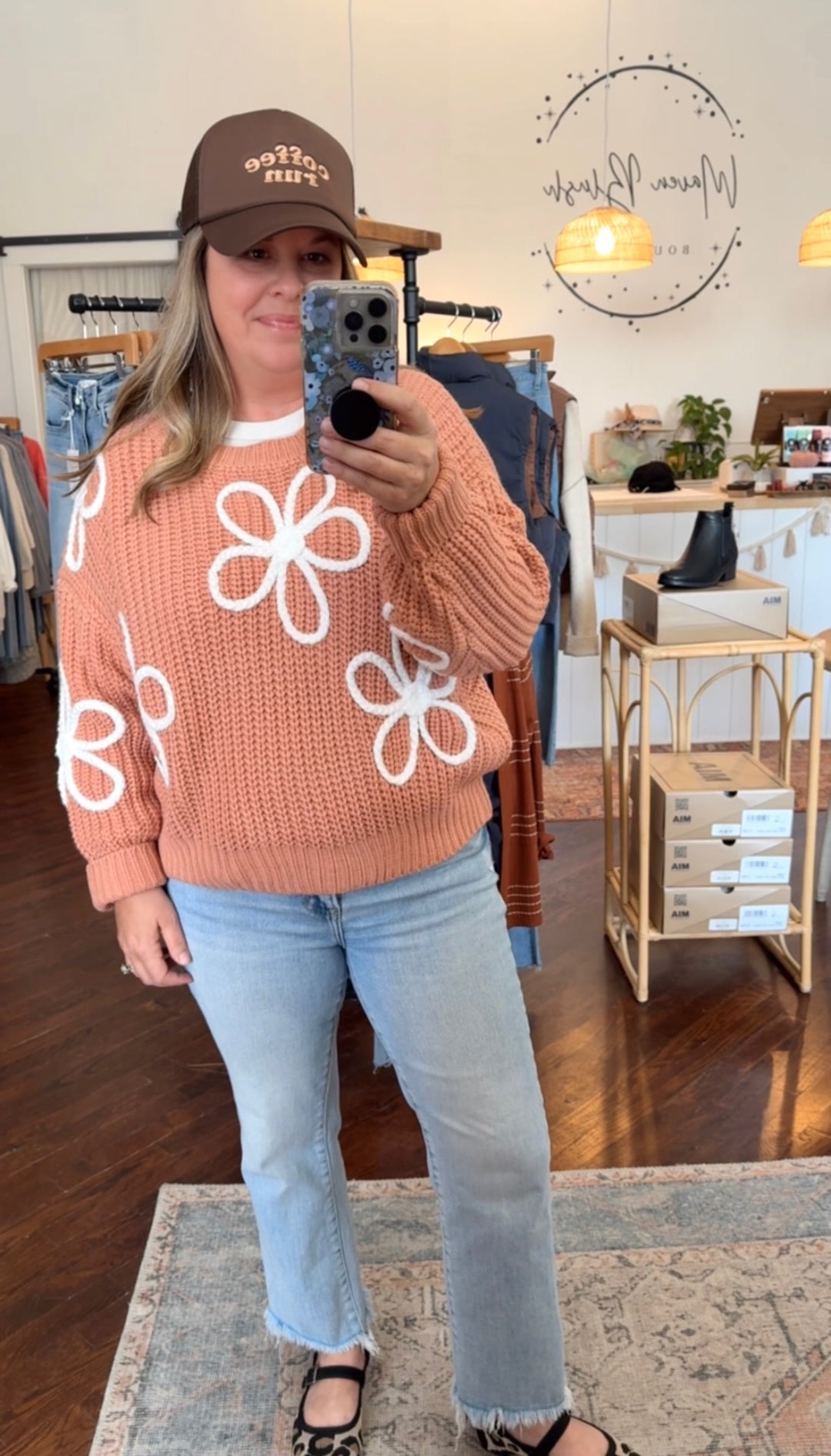 Lily Flower Stitch Sweater Top