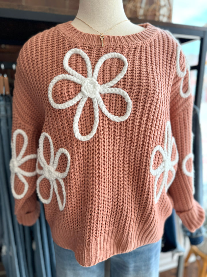 Lily Flower Stitch Sweater Top