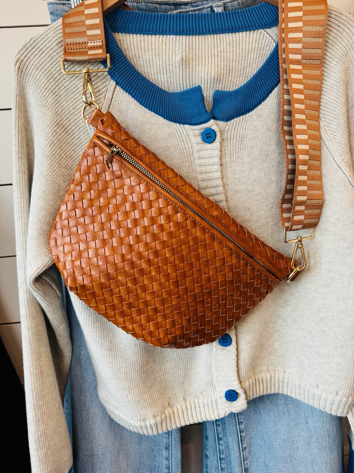 Maddox Woven Bum Bag - Brown Cognac