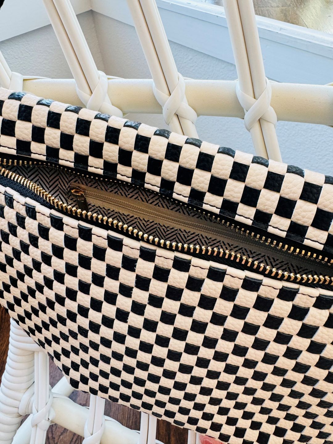 Maddox Woven Bum Bag - Checkered Black