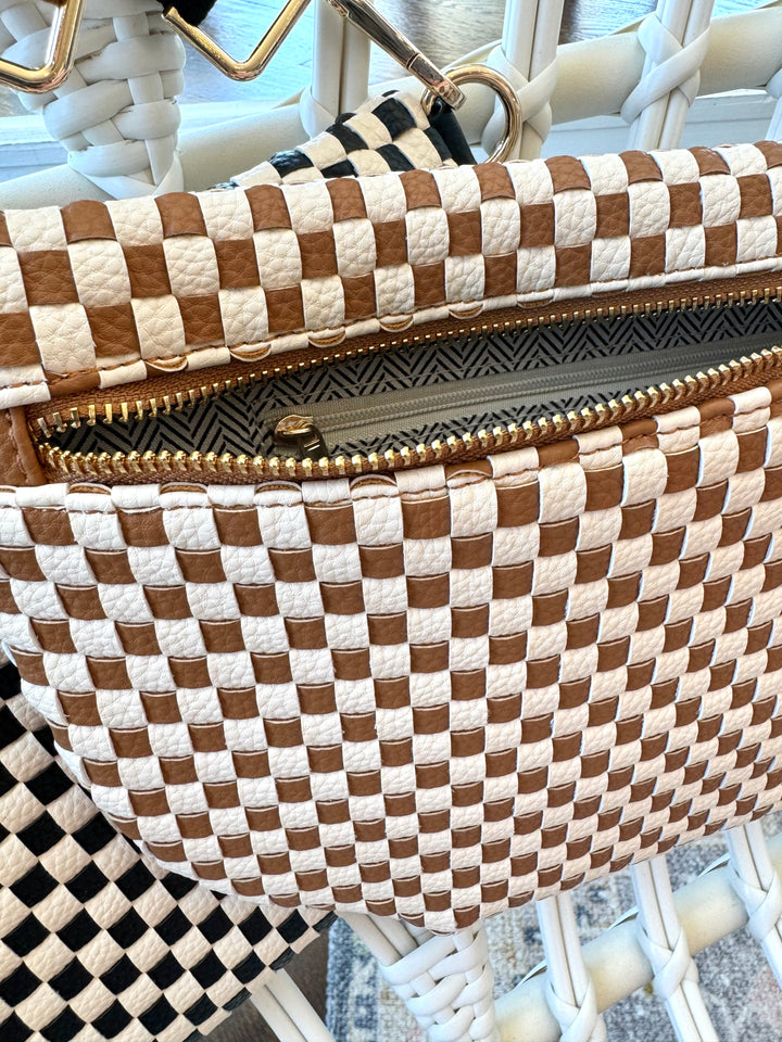 Maddox Woven Bum Bag - Checkered Brown