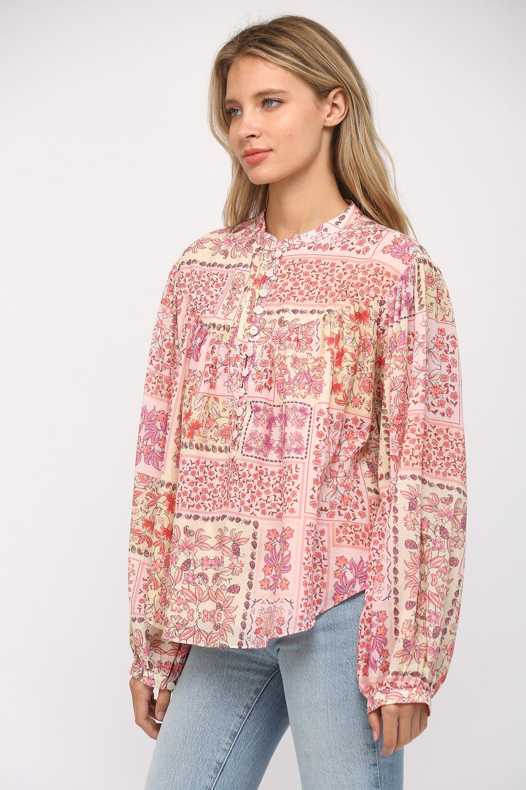 Willow Patchwork Voile Button Blouse