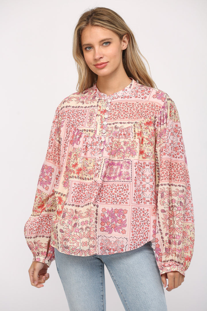 Willow Patchwork Voile Button Blouse