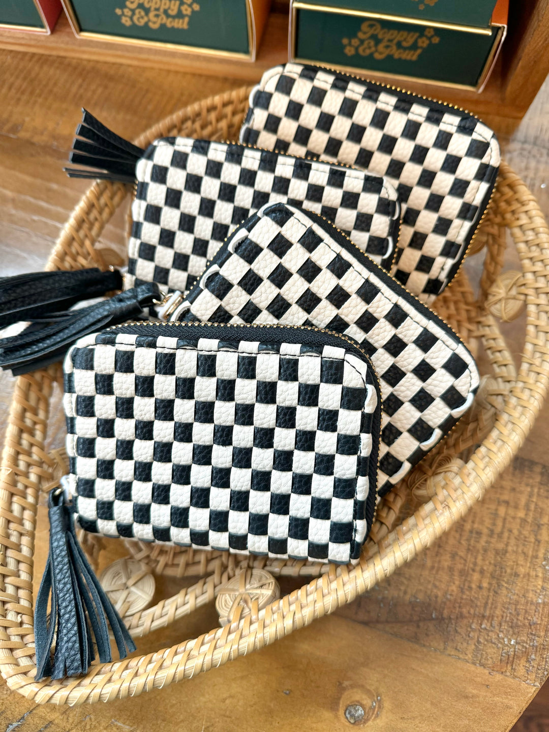 Wynona Woven Wallet - Checkered