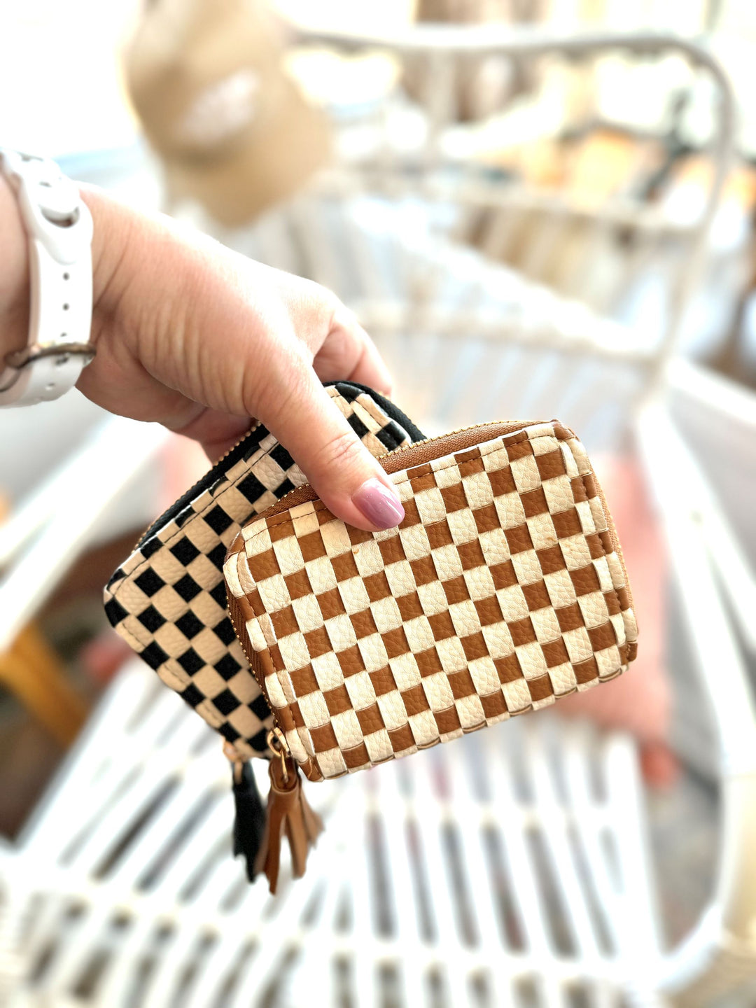 Wynona Woven Wallet - Checkered