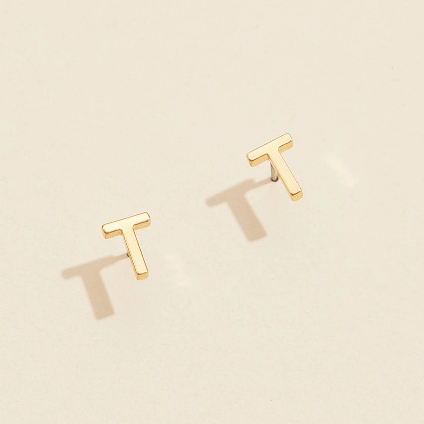 Mini Initial Stud Earrings