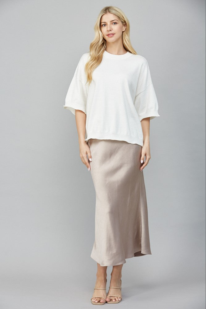 Leah Cream Cotton Cashmere Blend Drop Shoulder Sweater