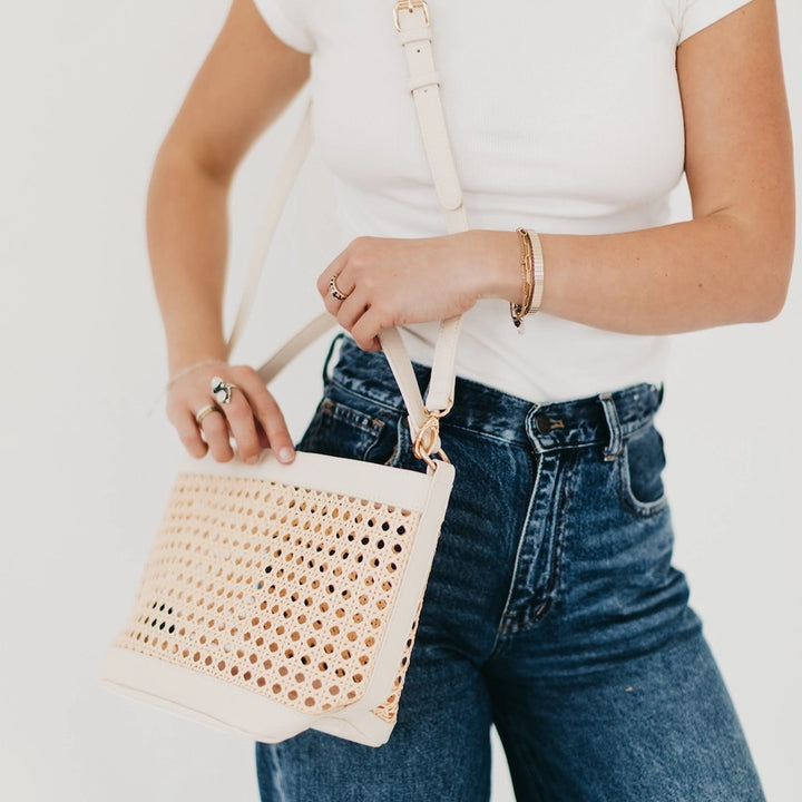 Margot Woven Bucket Bag - Cream